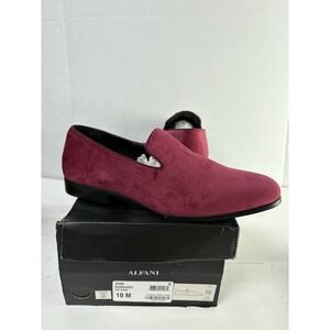 Alfani Men's Zion Slip On Smoking Fashion Loafers Burgundy Microsuede Size 10M